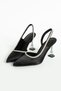 Fomax Black Satin Stone Detailed Transparent Heeled Shoes - 3