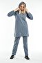 Women's Hijab Indigo Hooded Sleeve Striped Tracksuit Set - 4