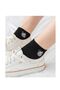 Women's Black and White Cow Patterned Half Socks College Socks Set 5 Pairs - 5