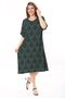Women's Large Size Green Wrap Fabric Short Sleeve Patterned Dress 65N37858 - 3