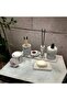 7-Piece Marble Patterned Look Bathroom Set Toilet WC Liquid Soap Dispenser Toothbrush Holder Concrete Accessories - 2