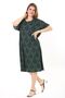 Women's Large Size Green Wrap Fabric Short Sleeve Patterned Dress 65N37858 - 5