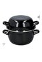 20 Cm Black Enamel Mussel Model Milk Yogurt Soup Pasta Salad Presentation Pot