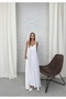 Aerobin Fabric Adjustable Strap Long White Dress - 2