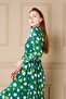 Green Top Floral Women's Green Summer Buttoned Dress 1106 - 2