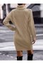 Hair Braid & Selanik Knit Patterned Links Detail Turtleneck Long Sleeve Back Detailed Stone Knitwear Dress Tunic - 5