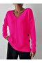Women's Fuchsia Side Buttoned V-Neck Sweater - 2