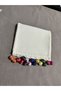 Colored Pompom Rectangular Presentation Napkin (Cream)1Pcs - 2