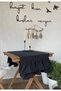 İnci Vintage Velvet Textured Black Double Layer Ruffle Runner - 3