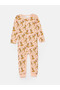 Lcw Baby Peach Printed Crew Neck B'Ambi Printed Baby Girl Jumpsuit 2-Piece - 3