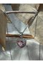 Silver Color Pink Heart Stone Steel Necklace (40cm)