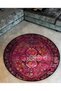 Purple Shades Traditional Motif Patterned Round Woven Base Vintage Decorative Carpet 6173 - 2
