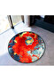 سجادة ديكور حديثة بقاعدة منسوجة مستديرة منقوشة بتصميم تجريدي باللون الأحمر 6185