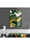 Hari̇kabi̇rev | Green-Gold-White Abstract Patterned Model 2 | Framed Tempered Glass Table Single Vertical