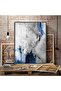 Hari̇kabi̇rev | Dark Blue-Silver Loved Feather-Abstract Painting Left | Framed Tempered Glass Table Single Vertical