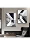 Hari̇kabi̇rev | Black-White Abstract Combination 1 | Framed Glass Table 2 Pieces Vertical