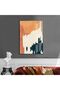 Hari̇kabi̇rev | Cream-Brown-Blue Abstract Model | Framed Tempered Glass Table Single Vertical
