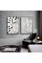 Hari̇kabi̇rev | Gold-Black-White Fish Combination 1 | Framed Glass Table 2 Pieces Vertical