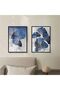 | Navy Blue-Silver Combination Infinity Flowers | Framed Tempered Glass Table 2 Vertical