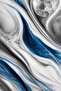 Hari̇kabi̇rev | Dark Blue-Silver Color Abstract and Flower Combination 2 | Framed Glass Table 2 Pieces Vertical - 2