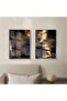 | Gold Black Combination Abstract Flower | Glass Table 2 Vertical