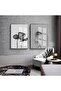 Hari̇kabi̇rev | Gray-Black Flower Combination 01 | Framed Glass Table 2 Pieces Vertical