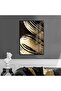 Hari̇kabi̇rev | Black-Gold Abstract Patterned Model 1 | Framed Tempered Glass Table Single Vertical