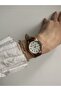 Retro Women's Wristwatch Rose Gold Vintage Style with Leather Strap
