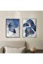 | Navy Blue-Silver Combination Infinity Flowers | Framed Tempered Glass Table 2 Vertical