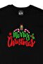 Black T-Shirt with Merry Christmas Pocket Logo Design - 2
