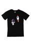 Black T-Shirt with Astronaut and Rocket Pocket Logo Design