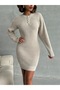 Women's Buttoned Mini Knitwear Dress - 8