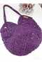 Design Motif Hand Knitted Paper Rope Women's Shoulder Bag (Color Purple) - 3