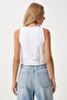 Women's White V-Neck Crop Denim Vest Yl00002 - 6