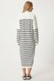 Women's Ecru Striped Loose Knitwear Dress Dd01340 - 5