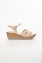 Women's Platform Heeled Sandals Three Stripes Nude - 4