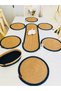 American Service Jute Straw Presentation Set Runner Bread Dish 8 Pieces - 3