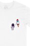 White T-Shirt with Astronaut and Rocket Pocket Logo Design - 2