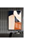Hari̇kabi̇rev | Cream-Blue-Orange Abstract Model 2 | Framed Tempered Glass Table Single Vertical