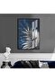 Hari̇kabi̇rev | Blue-Grey Palm Leaf Model 2 | Framed Tempered Glass Table Single Vertical