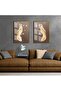 MARVELOUS FEATHER-BIRD COMBINATION BROWN BACKGROUND FRAMED GLASS TABLE 2-PIECE VERTICAL