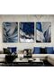 Hari̇kabi̇rev | Dark Blue-Silver 10 Stylish Abstract Sets | Framed Tempered Glass Table 3 Pieces Vertical