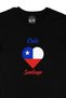 Chile Santiago Flag Heart Black T-Shirt - 2