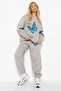 Women's Blue Butterfly Printed Crew Neck Bottom Top Set Oversize Tracksuit Set - 2