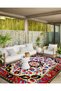 Red Border Detailed Blue Beige Flower Detailed Antique Design Series Modern Decorative Carpet Ancient169 - 3