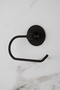 Set of 2 Bathroom Accessories - Black Round Square Towel Holder and Adhesive Toilet Roll Holder - 3