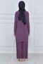 Women's Dried Rose Trousers Hijab Tunic Pleated Sandy Double Set 5219 - 6