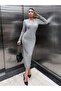 Atemoda V-Neck Gray Dress Stylish Symmetrical Design - 4