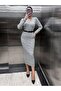Atemoda V-Neck Gray Dress Stylish Symmetrical Design - 8
