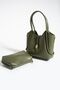Women's Khaki Zippered Two-Piece Crisscross Straps Hand Shoulder Bag - 2